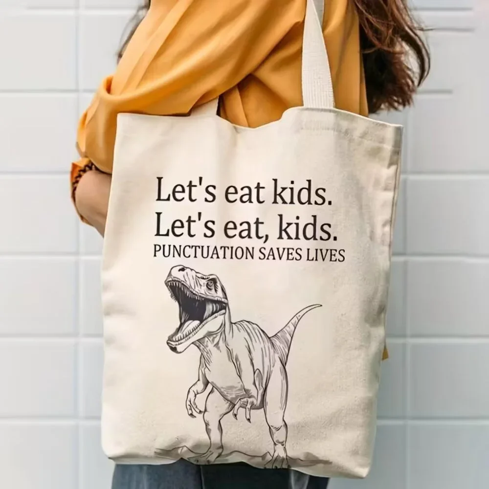 “Let’s Eat Kids–Punctuation‎ Saves Lives” Canvas Tote Shopping Bag (NEW & CUTE!) - Picture 4 of 6